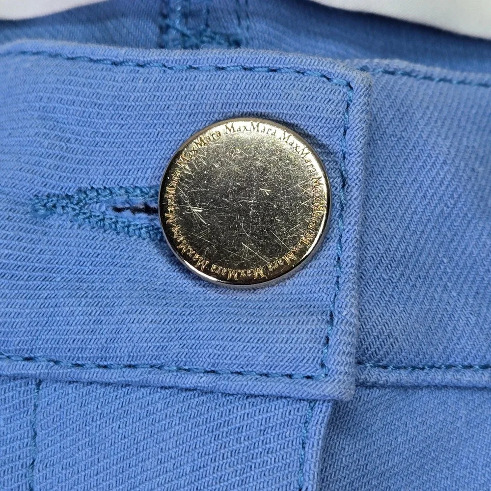 MaxMara Light Blue Slim Fit Tapered Ankle Denim Pants Designer‎ Luxury Trousers